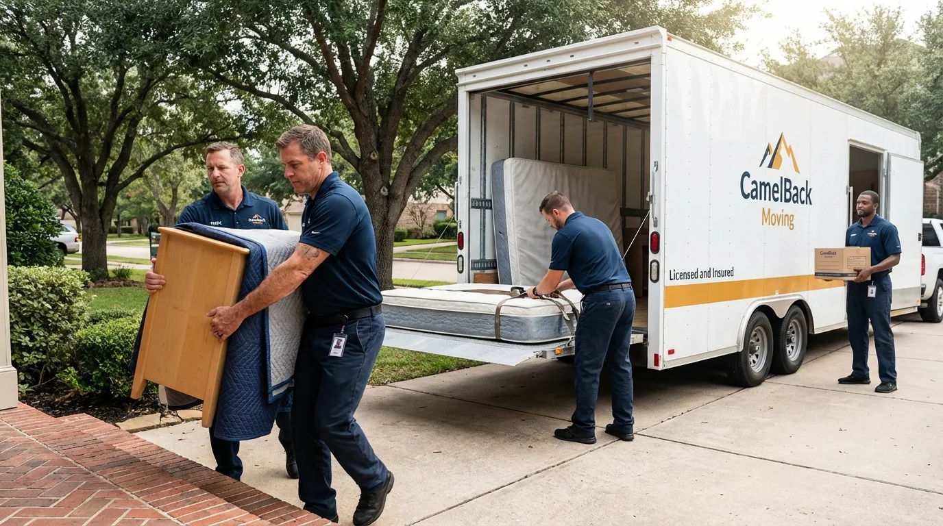 Crew loading residential truck for cross-state move from Birch Run, MI
