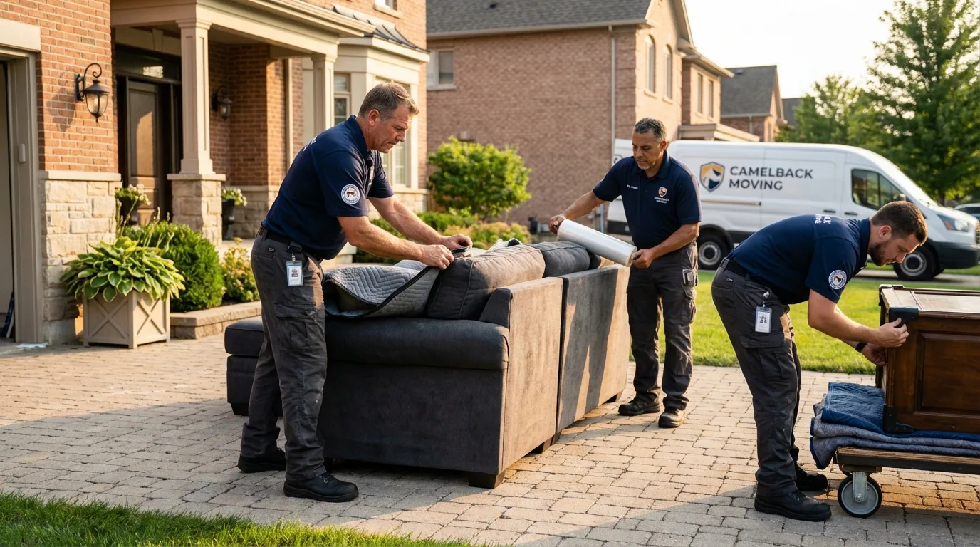 Large estate moving crew wrapping furniture in Birch Run, MI